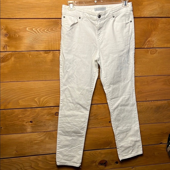 Chicos platinum Denim Women’s Jeans White Sz 1/M/8 regular stretch Spring Ankle - Picture 1 of 10